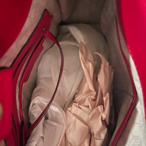 Michael Kors Hamilton Large Genuine Leather Tote Shoulder Bag Red - Picture 7 of 7